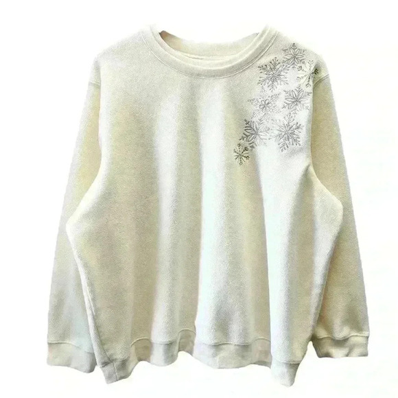 Vintage Tradition Fleece Crewneck Sweatshirt Snowflake Embroidered Ivory 3X - Picture 16 of 16
